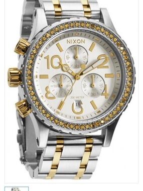 Nixon Two-Tone  Swarovski Crystal-Accented Women’s Chronograph Watch